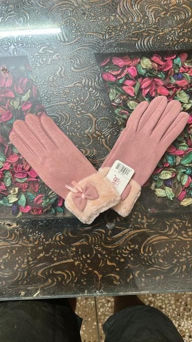 Women’s Winter Warm Gloves for Women | Cute Bow Pink Gloves | Touchscreen Wool Fleece Gloves | Soft & Cozy Winter Wear